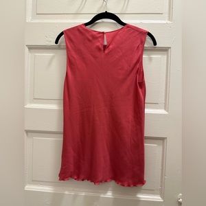 Theory ruffle shell stretch silk tank in watermelon